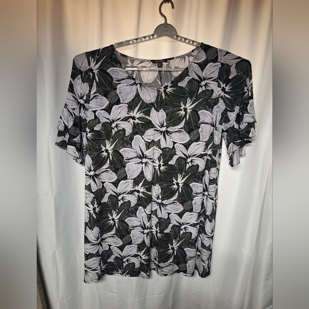 Floral Black and White Women's Dress/ Tunic